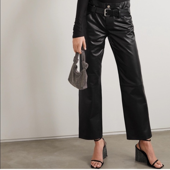 RtA belted leather straight trousers cropped - Picture 3 of 8